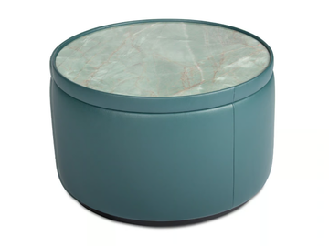 DS-800 BISCUIT - Round low leather coffee table with marble top by de Sede - view 2